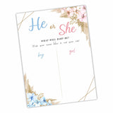 11"X 15" Gender Reveal Signature Voting Sign, Boho Floral Guess He Or She Game For Baby Shower Party, What Will Baby Be Self-Standing Sign, Party Supplies Kit & Decorations-Qmb-B01