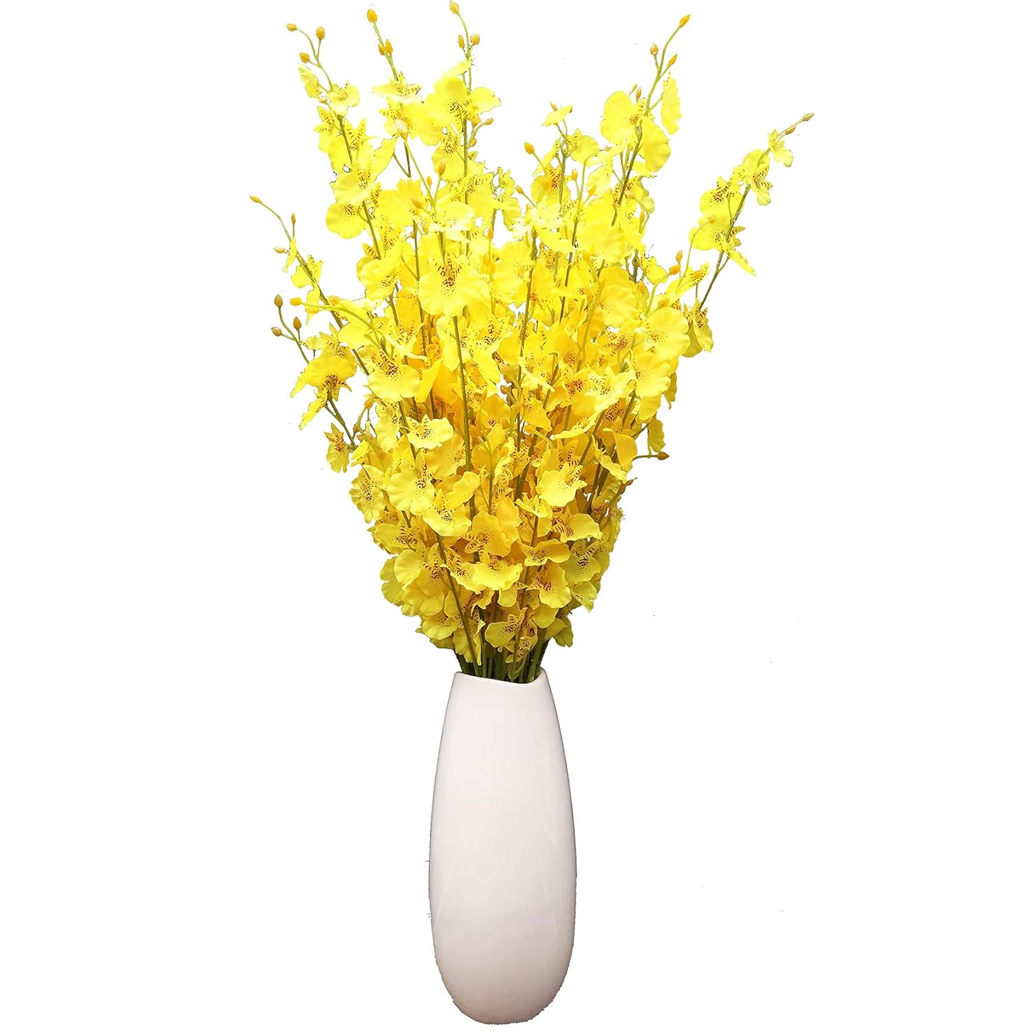 Yellow Artificial Flowers Orchids Silk Fake Flowers In Bulk, 12 Pcs (Each 38.5”), For Wedding Festive Party Home Office Decoration, No Include Vase