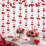 Red Heart Garland, Red Heart Hanging Glitter Streamer Bunting Banner, Party Decorations Garland, For Anniversary, Valentines Day, Engagement Wedding Bridal, Shower, 40 Feet
