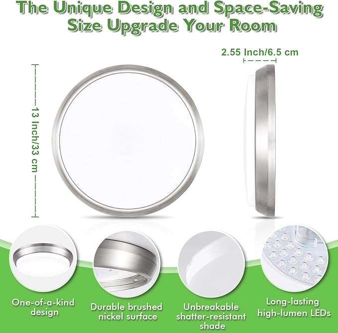 2 Pack 13 Inch LED Ceiling Lights 4000LM 5CCT Dimmable Flush Mount Fixtures