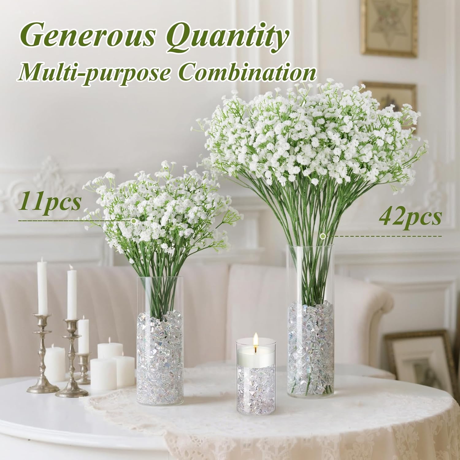 11 Pcs Babys Breath Artificial Flowers – Spring Flower For Wedding Centerpieces, Home Decor, Diy Crafts & Party Decorations