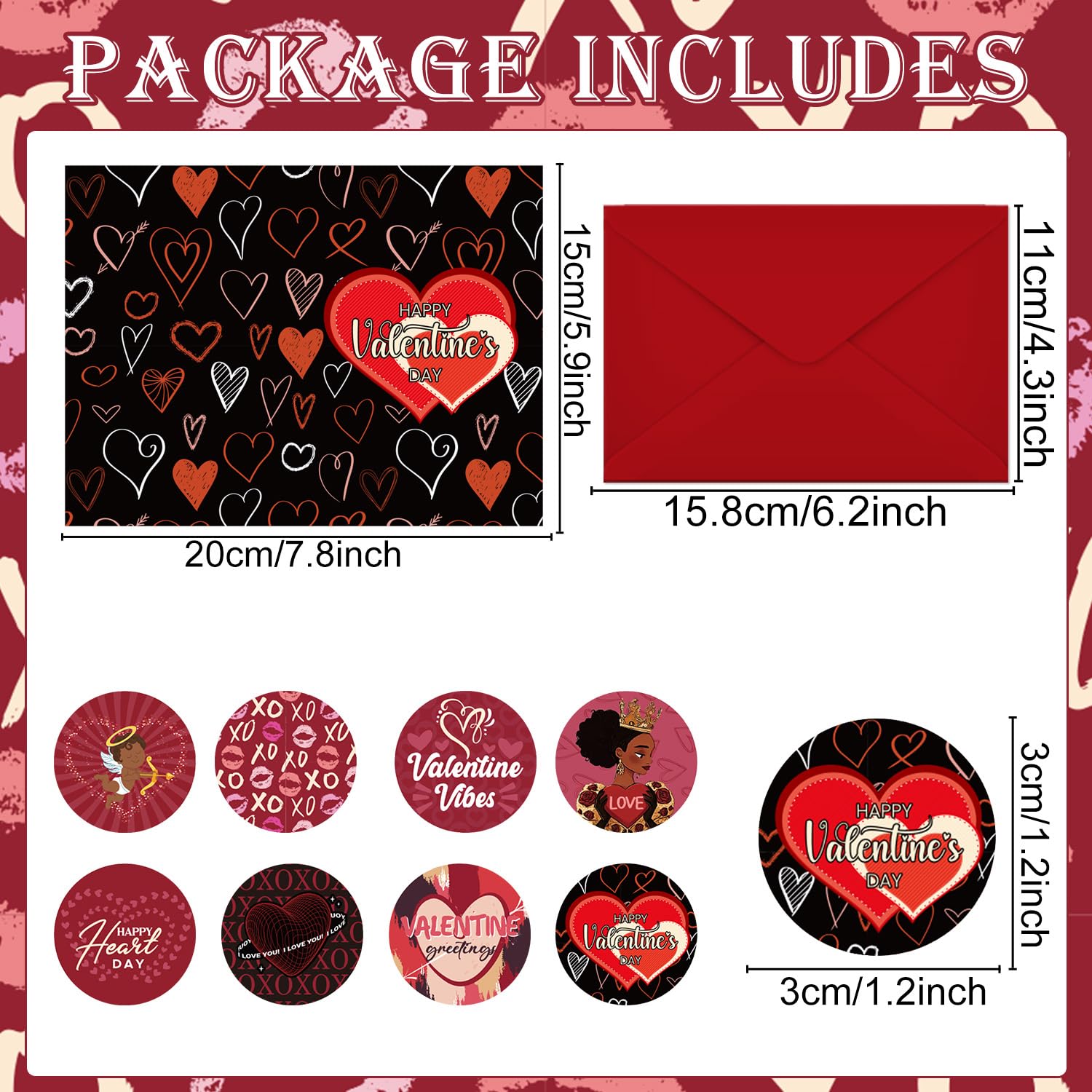 Valentines Day Cards Gifts - 32 Pack African American Valentine'S Day Greeting Cards With Envelopes And Stickers, Black Valentine Love Heart Supplies Gifts For Family Friends Coworkers (Blank Inside)