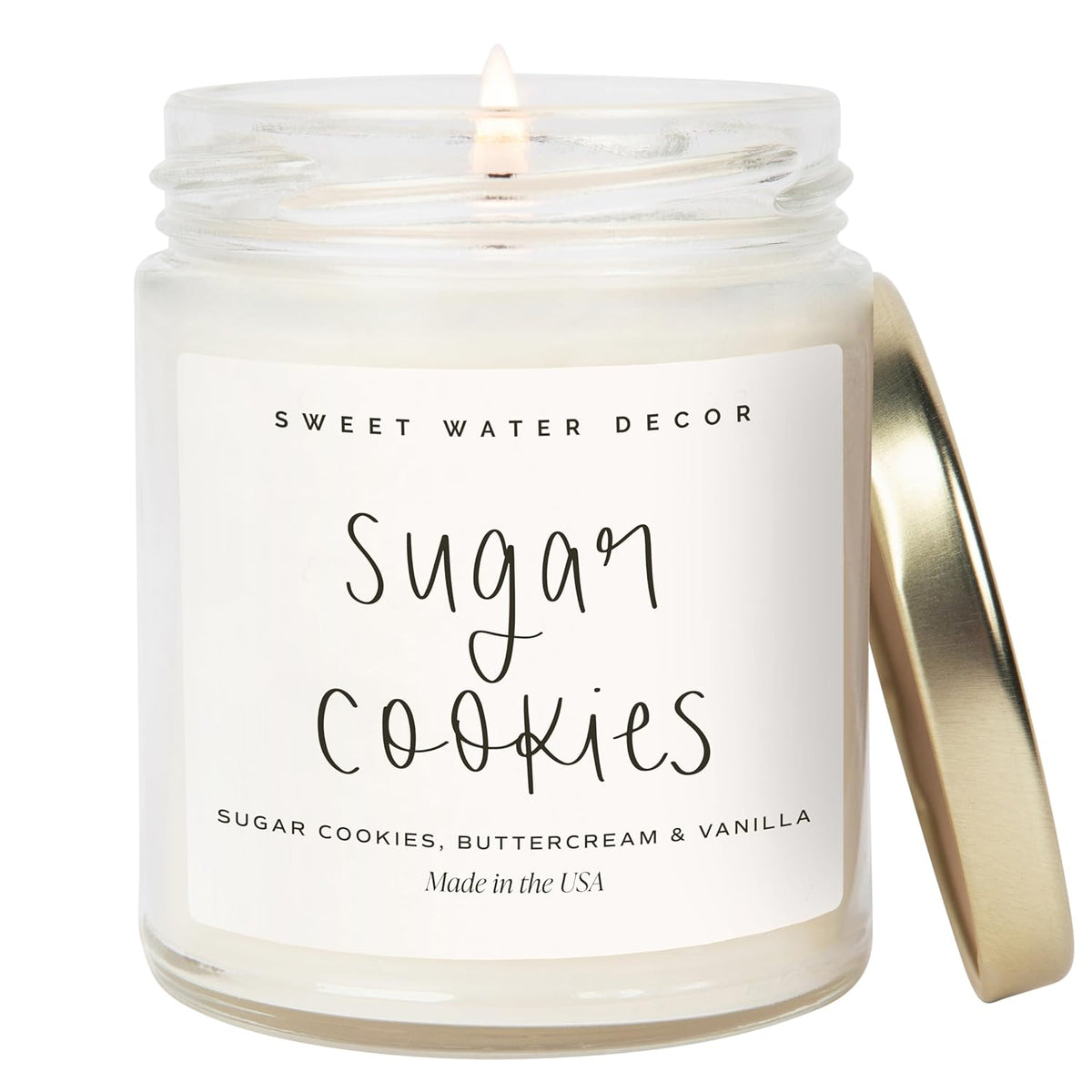 Sugar Cookies Scented Candle - Sugar Cookies, Vanilla, And Buttercream Scented Christmas Candles And Decor For Home - 9Oz. Clear Jar Soy Candle, Made In The Usa