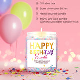 Happy Birth-Tay Pink, Butterfly Vanilla Soy Candle, Ideal Gift For Christmas, Birthday Gifts For Girls, Sister, Women Merch- 8Oz
