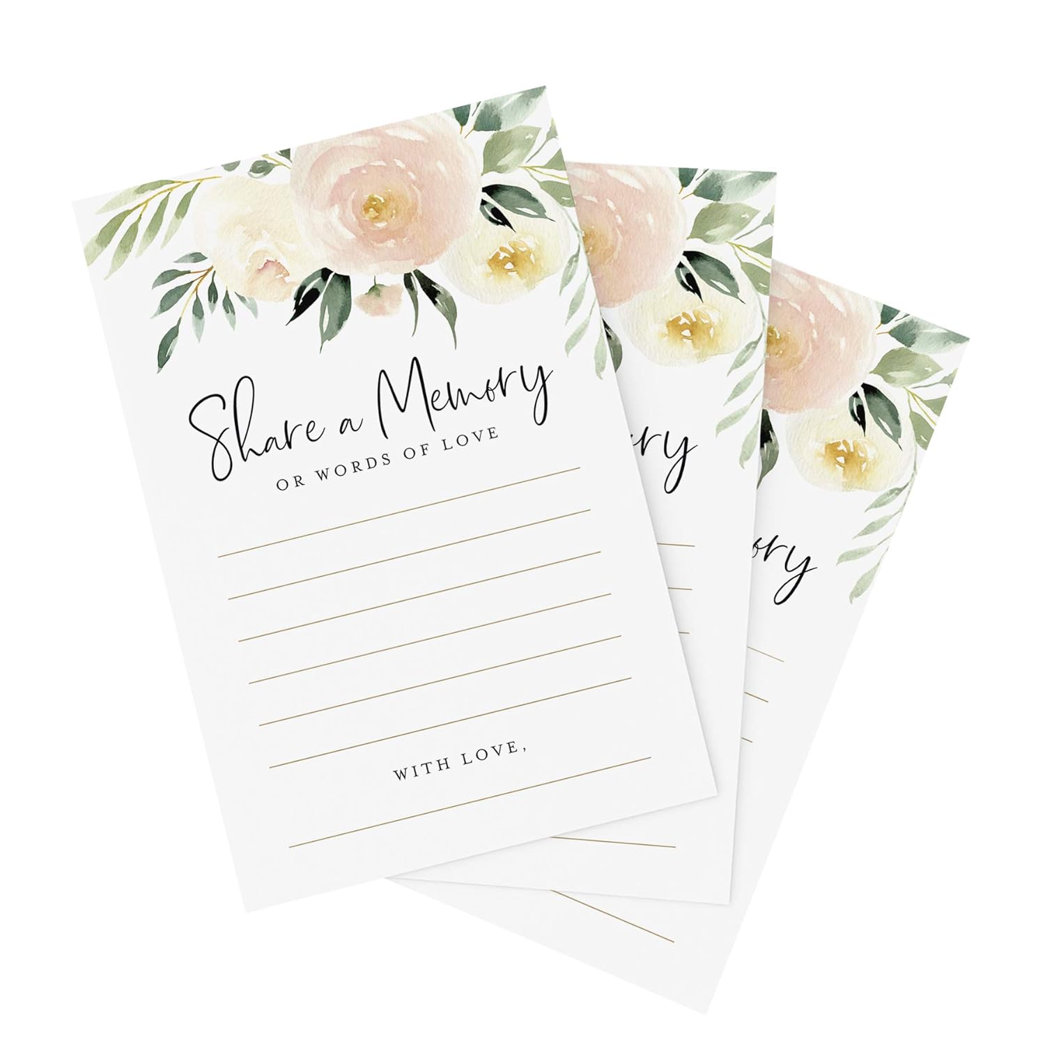 Share A Memory Cards, 50 Pack Of Blush Floral 4X6 Cards For Weddings, Showers, Birthdays, Celebration Of Life, Funeral, Retirement, Going Away, Graduation Memories - Made In The Usa