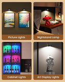 3 Pack Rechargeable Picture Lights for Wall Magnetic LED Art Lights with Remote RGB