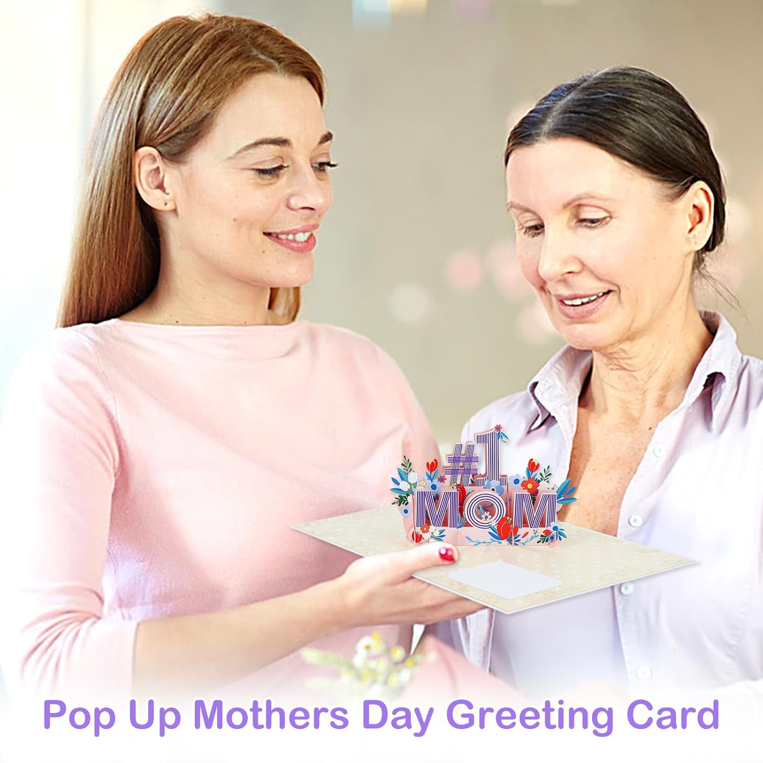 Best Mother Day Card - 3D #1 Mom Flower Pop Up Birthday Card With Envelope 2025 Mothers Day Gift For Mom Grandmom Stepmother Mother-In-Law