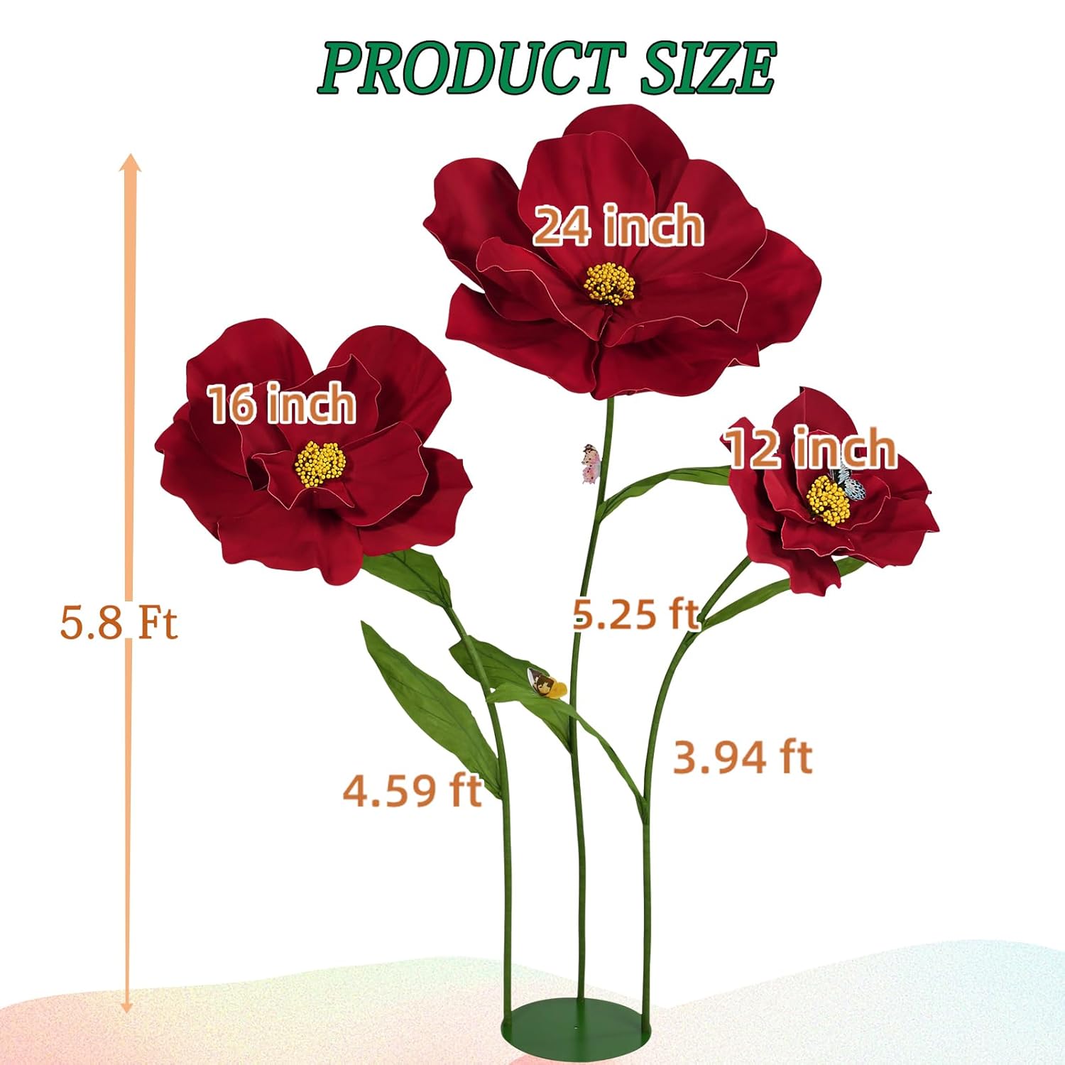 5.8 Ft Giant Artificial Flowers For Decoration,Large Eva Flower Decor,Wedding Arrangements, Birthday Party Banquet Background,Hotel,Office,Window Display(Wine)