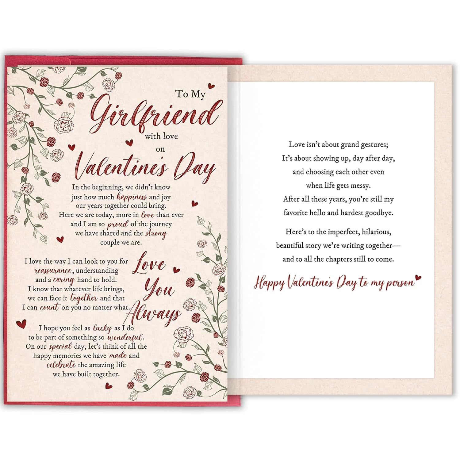 Sweet Valentine'S Day Card For Girlfriend, Romantic Boyfriend To Girlfriend Love Card, Valentine'S Day Gift For Her