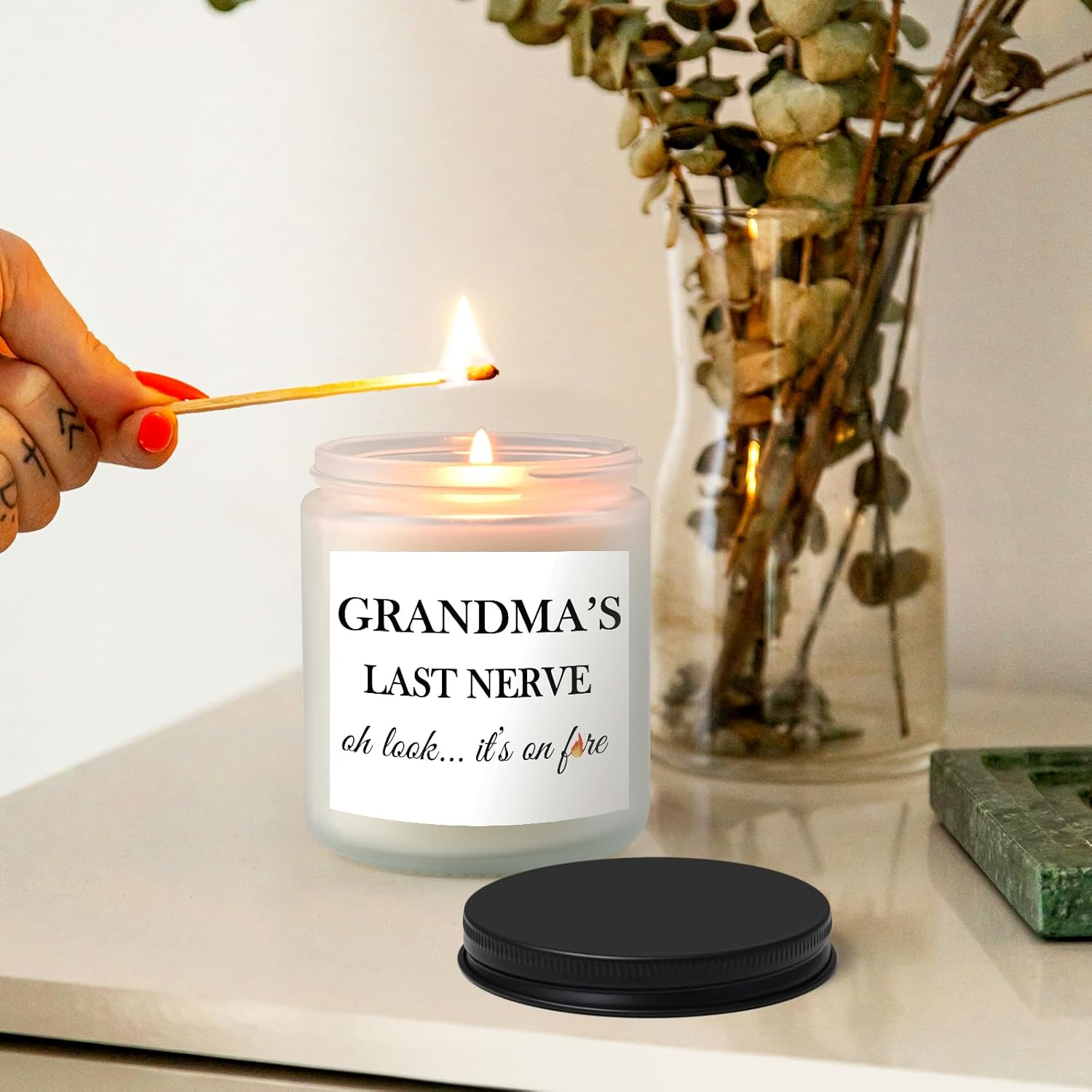 Gifts For Grandma, Grandma'S Last Nerve Lavender Soy 7 Oz Candle, Best Grandmother Gifts Ideas For Birthday Mother'S Day(White)