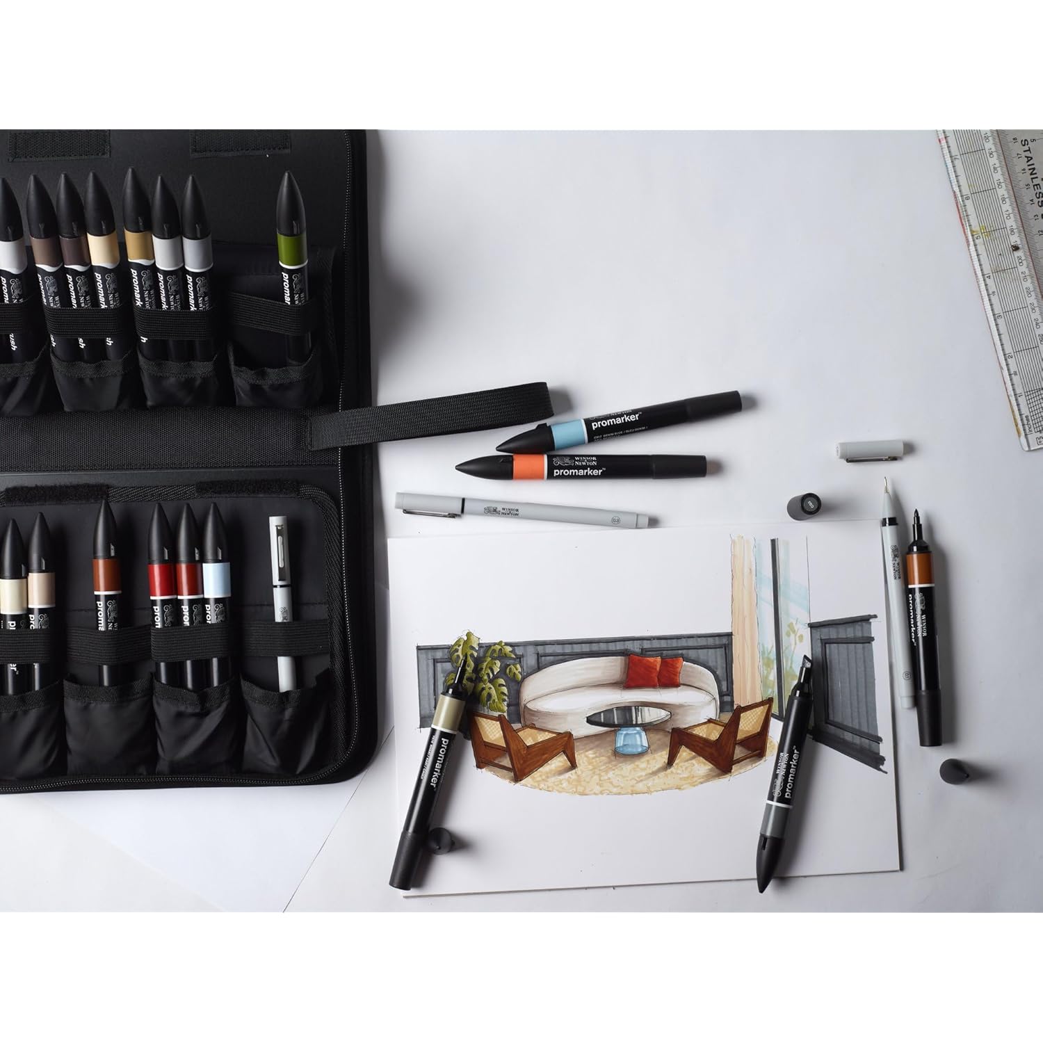 Winsor & Newton ProMarker Set, 25+1pcs. Wallet, Interiors