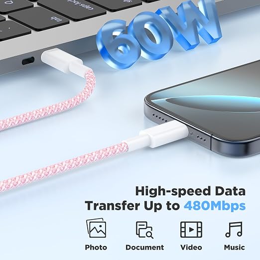 3 Pack 20W USB C Fast Charger with 6 6 10FT Braided Cables for iPhone 17 16 15 iPad