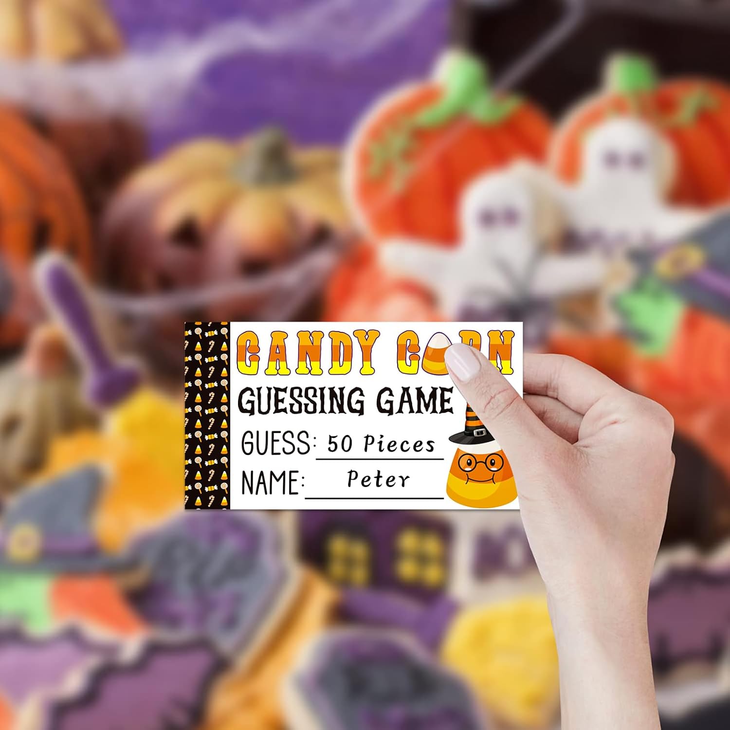 Guess How Many Candies Halloween Game - Guess How Many Candy Party Game For Adults Women 50 Candies Guessing Games Cards For Halloween Baby Shower Party Favors Supplies