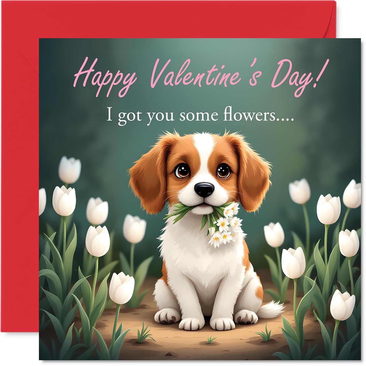 Cute Valentine'S Day Card - I Got You Flowers - Cute Happy Valentines Card For Husband Wife Boyfriend Girlfriend, 5.7 Inch Loveable Valentine Greeting Cards