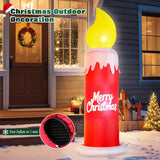 6 Ft Christmas Inflatable Candle With Merry Christmas Wishes, Blow Up Decor Outdoor, Built-In Bright Led Lights, Festiva
