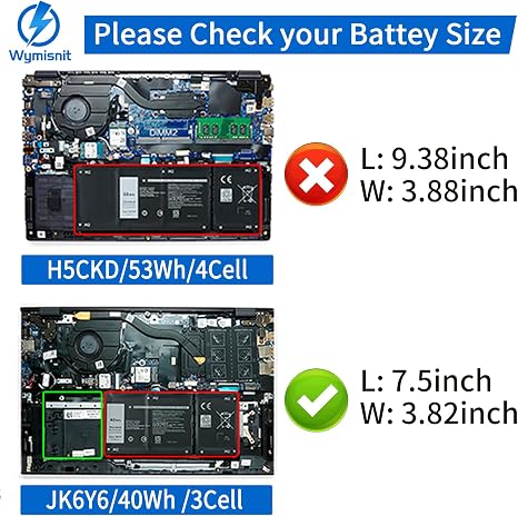 Dell 40Wh JK6Y6 Laptop Battery Replacement for Inspiron Latitude Vostro CF5RH C5KG6