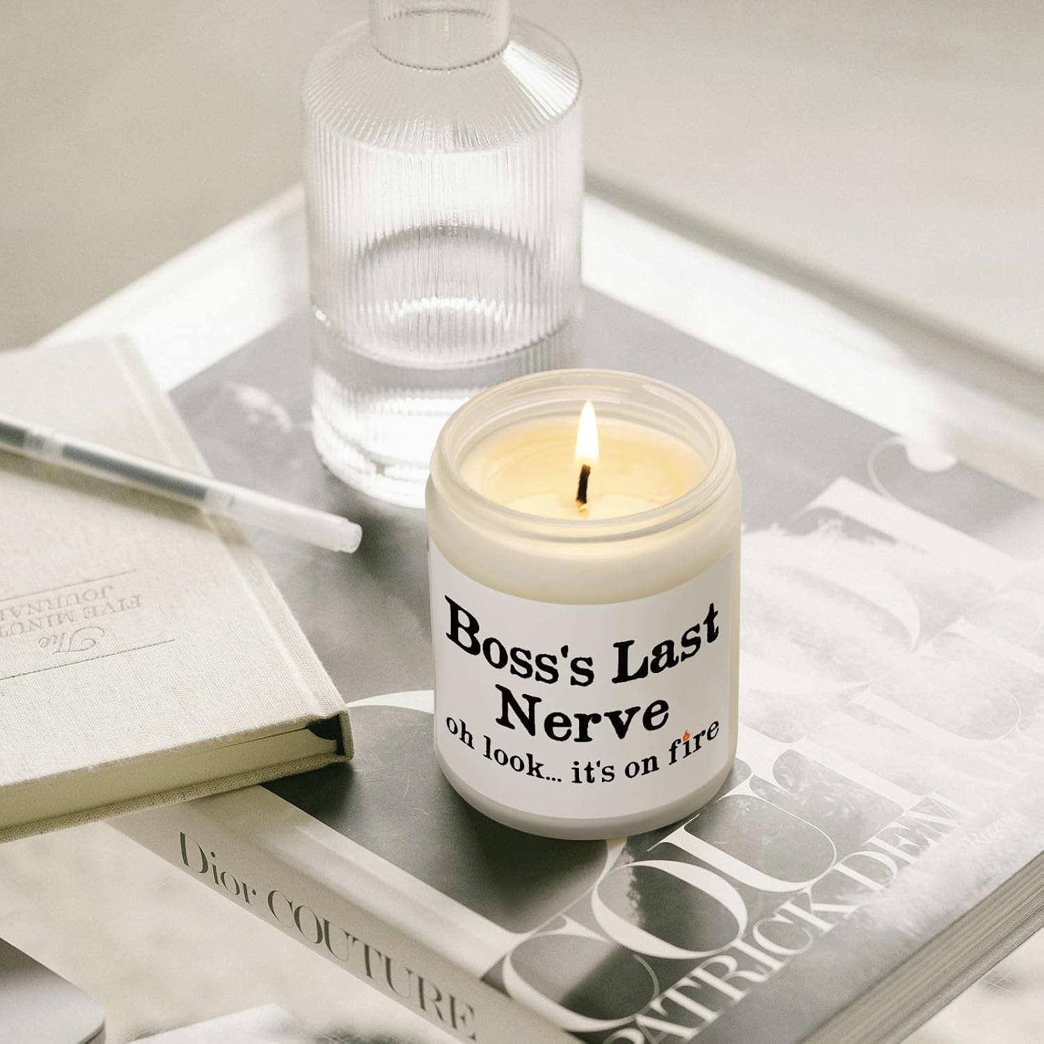 Funny Boss Gifts For Women Men- Handmade Lavender Soy Wax Candle- Best Boss Lady Gifts For Women, Birthday Christmas Gift For Boss Female, Boss'S Last Nerve Candle (7Oz)