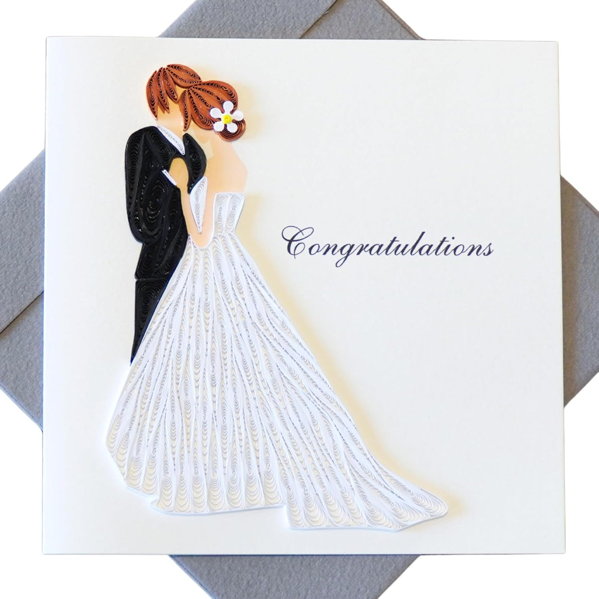 Unique Quilling Card – Wedding Couple Design | Handmade Greeting Card For Wedding, Anniversary, Engagement, Congratulations, Friends & Loved Ones