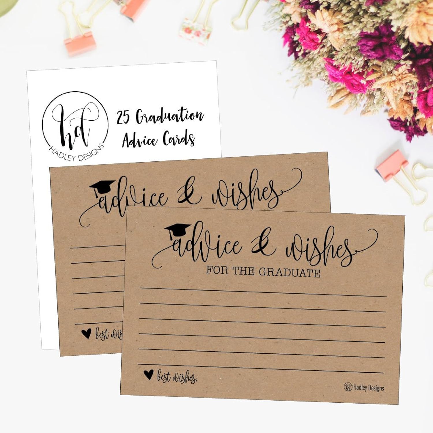 25 Graduation Advice Cards 2025 - Grad Notes, Advice And Wishes, & Words Of Wisdom Cards For Graduate In Bulk, Ideal For College And High School Graduation Games & Party (Rustic)