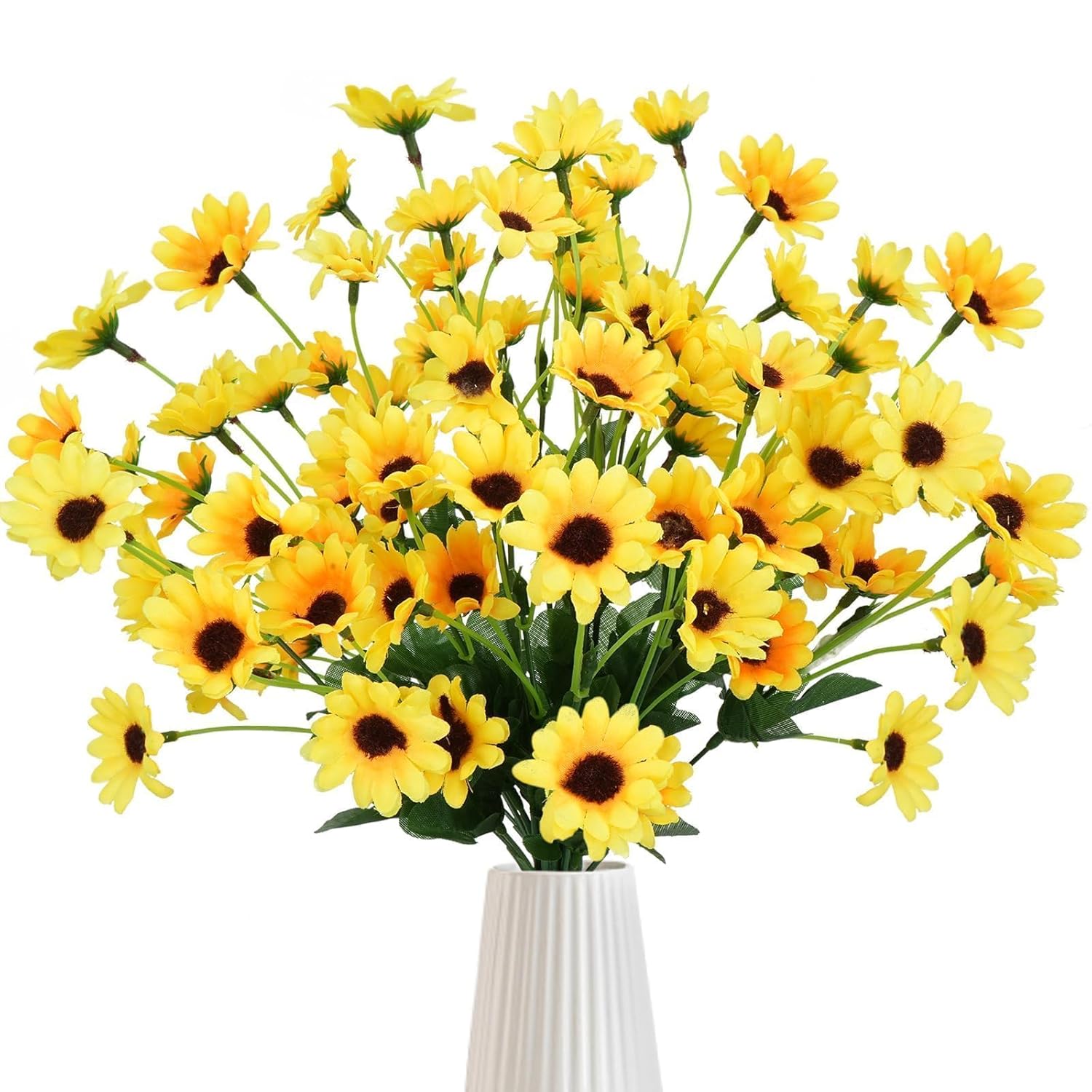 4 Bundles Sunflowers Artificial Flowers With 22 Sunflowers Heads Small Daisy Mums With Stems Spring Silk Flowers For Outdoors Yellow Flowers Artificial For Home Table Centerpieces Wedding Decor