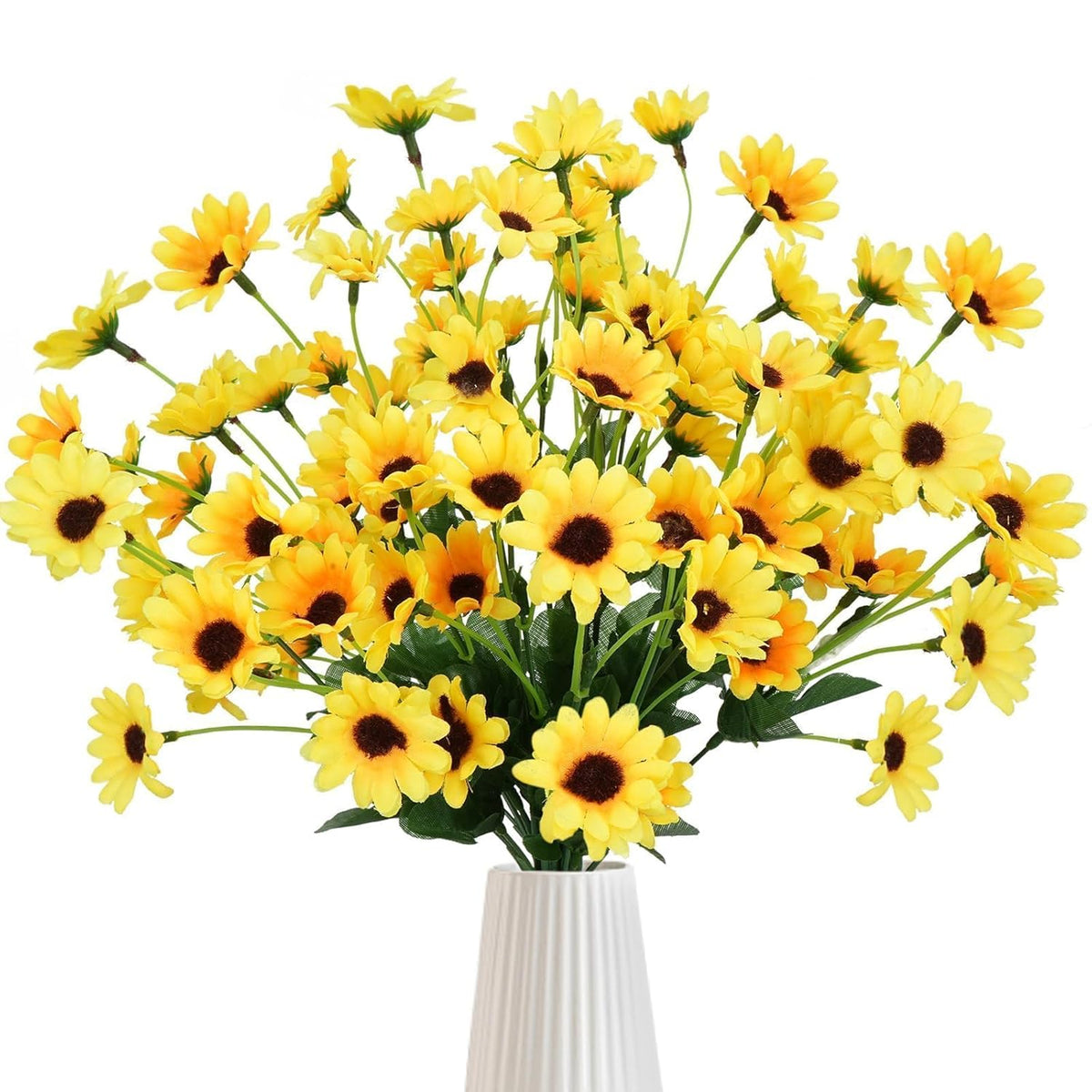 4 Bundles Sunflowers Artificial Flowers With 22 Sunflowers Heads Small Daisy Mums With Stems Spring Silk Flowers For Outdoors Yellow Flowers Artificial For Home Table Centerpieces Wedding Decor