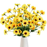 4 Bundles Sunflowers Artificial Flowers With 22 Sunflowers Heads Small Daisy Mums With Stems Spring Silk Flowers For Outdoors Yellow Flowers Artificial For Home Table Centerpieces Wedding Decor
