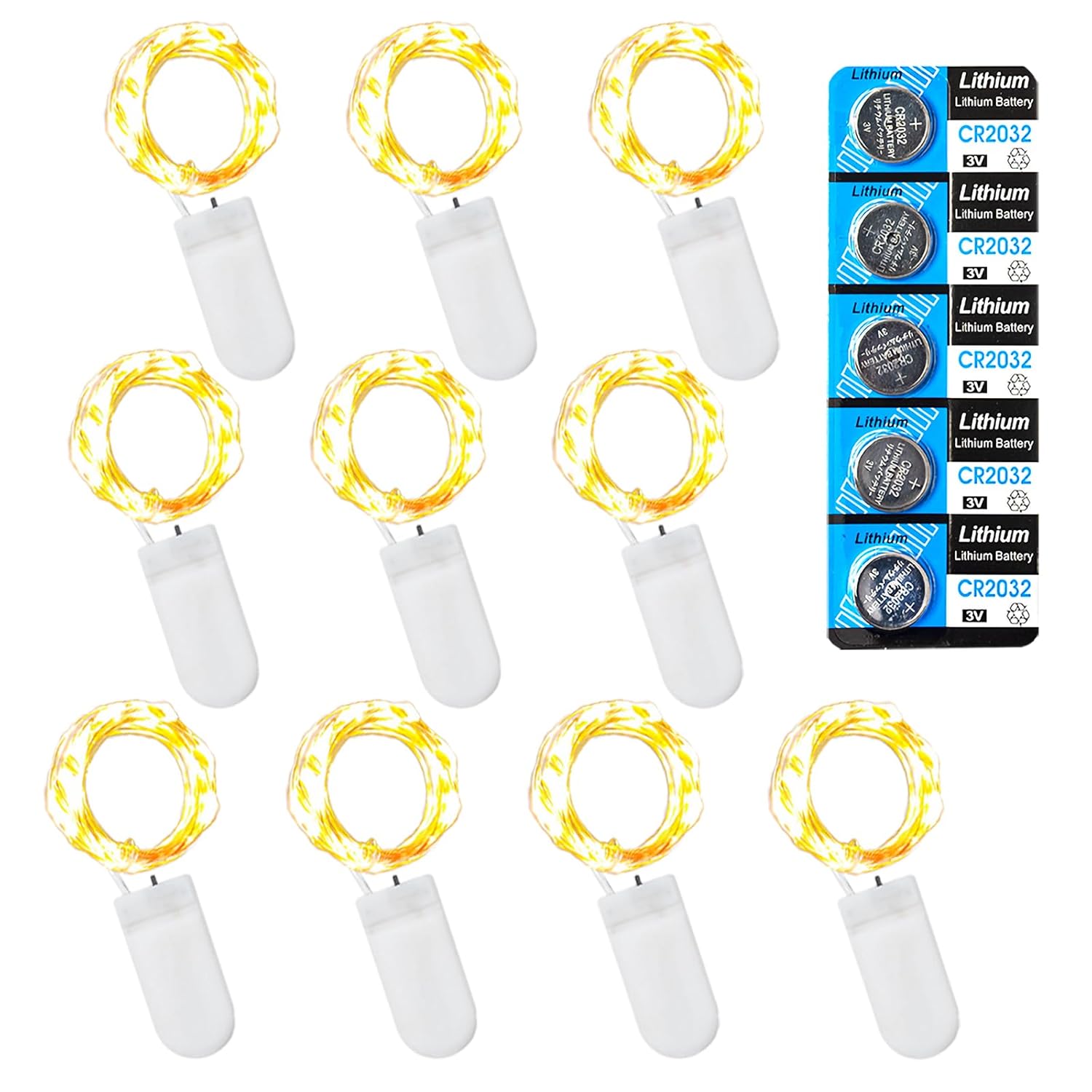 10 Pack Fairy Lights Battery Operated String Lights, 10 Led On 3.3Ft Silvery Copper Wire?For Flowers Gift Box Wedding Party Christmas Decoration (Warm White, 10 Pack)