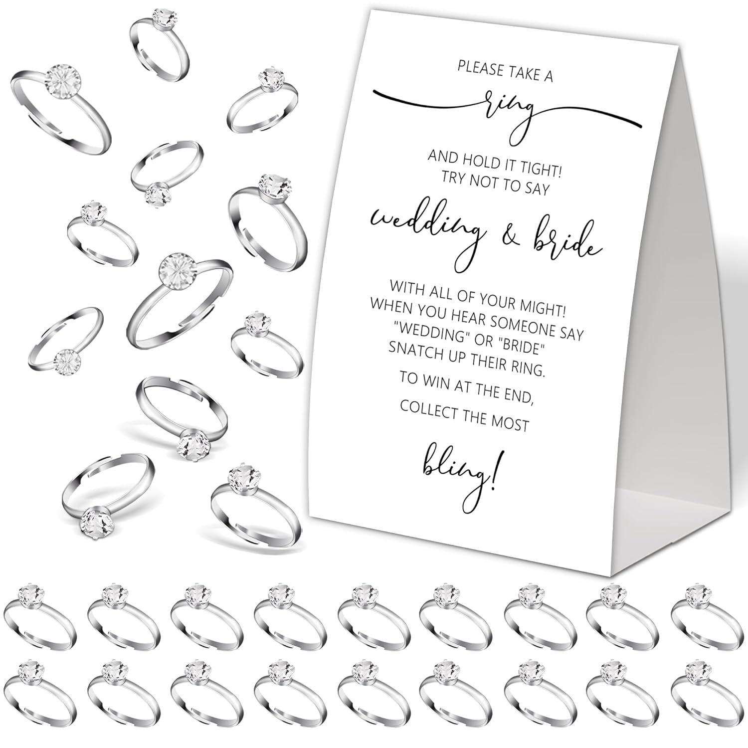 Bridal Shower Games Put A Ring On It,Minimalist Bridal Shower Decorations,Popular Bridal Shower Game,Engagement Party Games,Bridal Shower Favors,Plastic Rings For Bridal Shower Game(19)