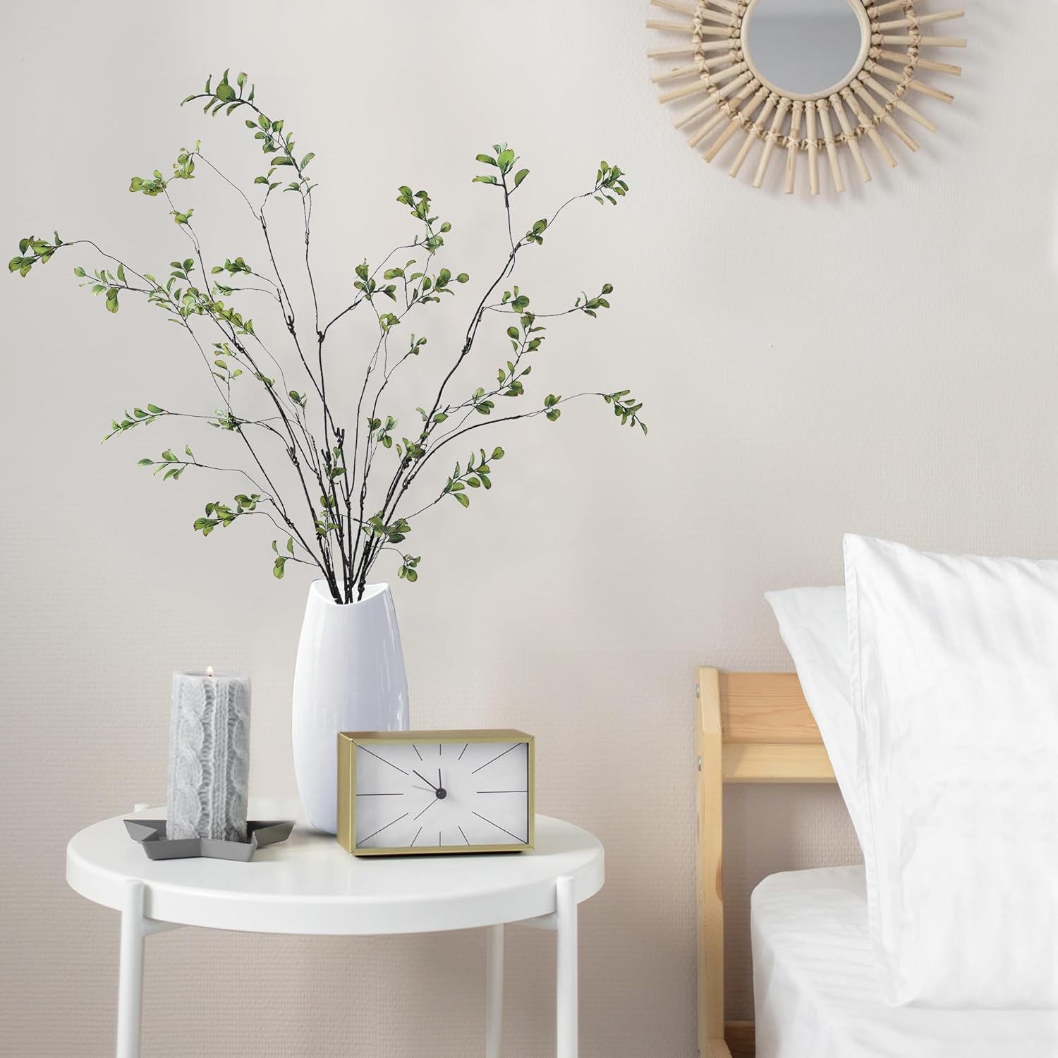 47.2’’ 4Pcs Artificial Ficus Branches Artificial Greenery Stems Faux Ficus Twig Plants Fake Leaf Spray Green Eucalyptus Branches For Vase Filler Office Home Wedding Decoration