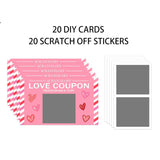 Scratch Valentines Day Card, Love Coupons, Love Note Scratch Off Cards, 20 Pieces Valentine'S Day Anniversary Greeting Card, Diy Valentines, Romantic Gifts For Husband, Wife, Lovers, Kids(A07)
