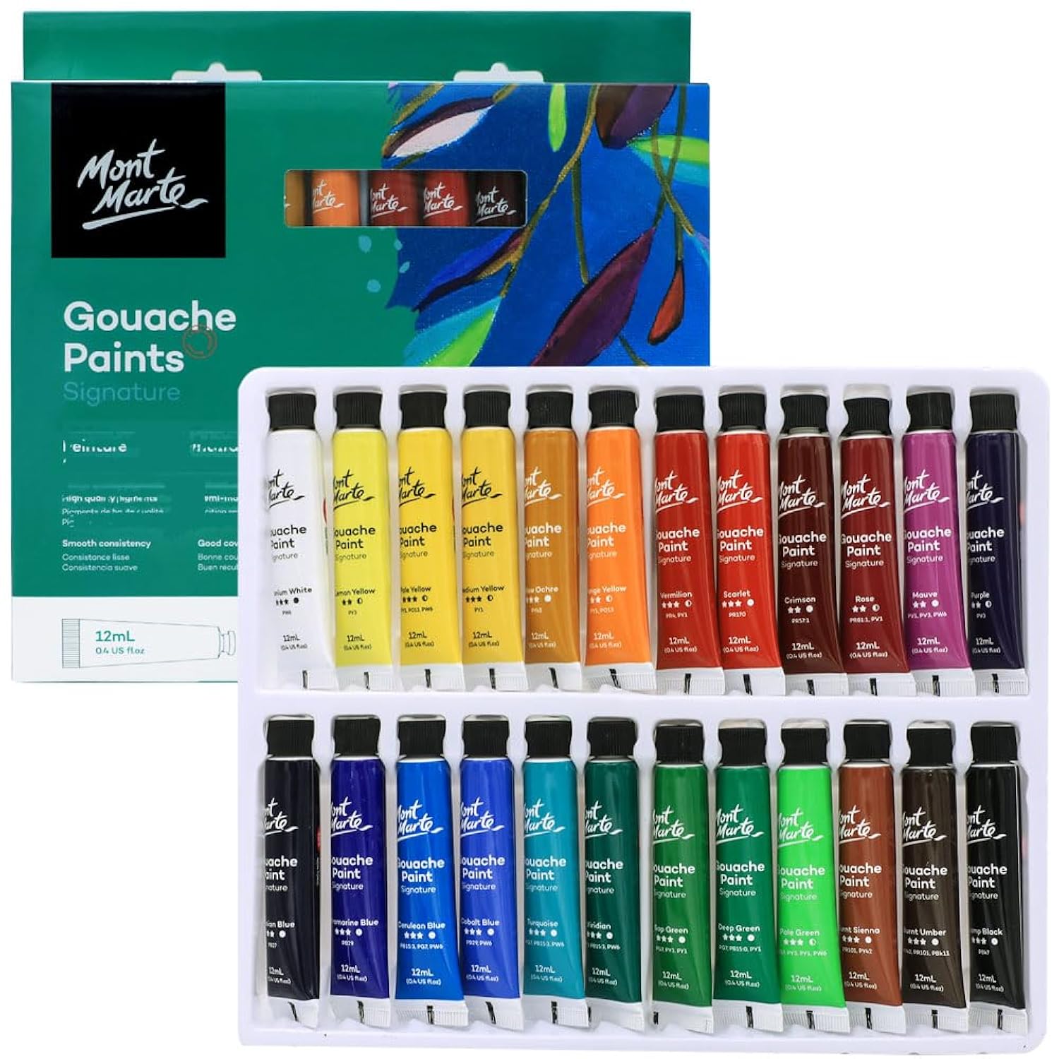 Signature Gouache Paint, 24 X 0.4Oz (12Ml), Semi-Matte Finish, 24 Colors, Suitable For Use With Canvas, Watercolor Paper, Watercolor Paints And Mixed Media