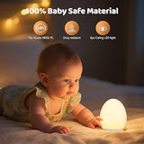 Baby Egg Night Light Rechargeable Silicone Nursery Lamp with 7 Color Changing & Dimmable Light