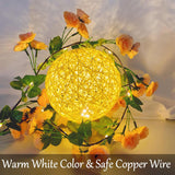 Artificial Flower Garland With 20 Led String Lights, 6Ft Hanging Rose Flower Vine Garland Decorations For Garden Wedding Flower Table Decor Birthday Party Indoor Bedroom Wall Room