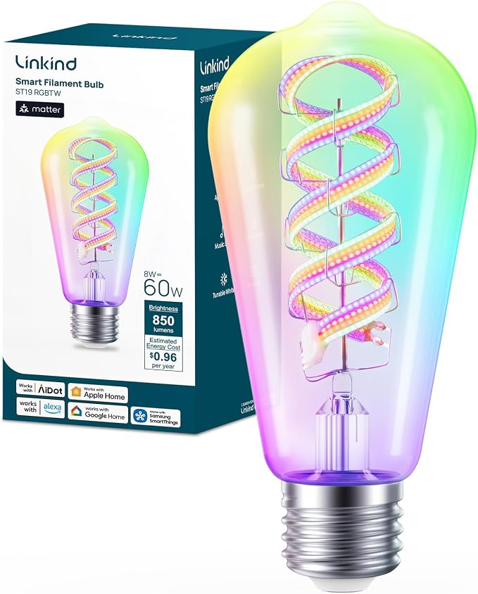 Smart Edison Light Bulb ST19 Vintage LED Filament WiFi Dimmable 1 Pack
