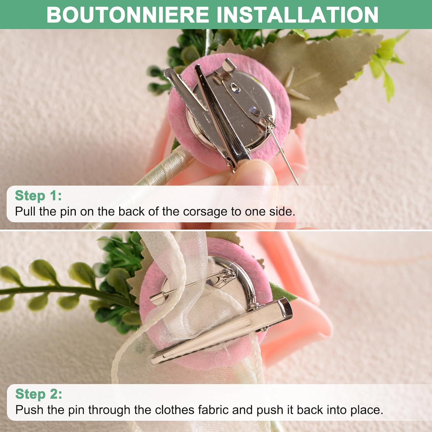 12-Pack Boutonnieres For Men, Artificial Rose Flower Men Boutonnieres With Pin For Wedding/Anniversary/Formal Party, Pocket Boutonnieres For Men [Cream White]