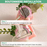 12-Pack Boutonnieres For Men, Artificial Rose Flower Men Boutonnieres With Pin For Wedding/Anniversary/Formal Party, Pocket Boutonnieres For Men [Cream White]