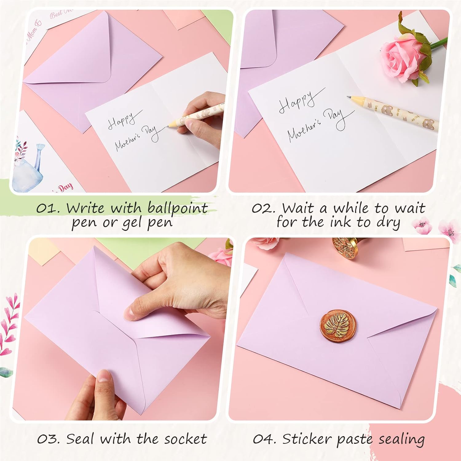 36 Sets Mother'S Day Card Bulk 4 X 5.5 Inch Assorted Floral Cards And Envelopes Small Note Cards Loving Greeting Wish Cards Blank Notecards For Mother'S Words