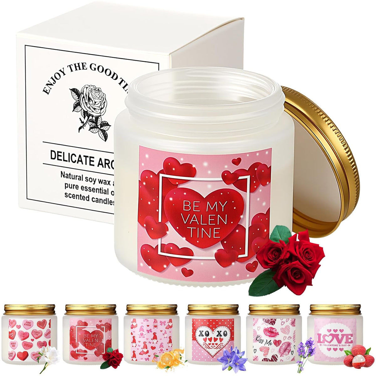 6 Packs Valentine'S Day Scented Candle Gifts For Her Girlfriend Wife Long Lasting Burning Aromatherapy Soy Wax Jar Candle 2.8Oz Romantic Valentine Gift For Women Men Husband Boyfriend