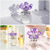 Crystal Rose Figurines Gifts For Women Valentine'S Day, Glass Floral Ornament For Mother'S Day Birthday Christmas Amethyst Collectible Rose Flowers Anniversary Floral Presents For Her (Purple)