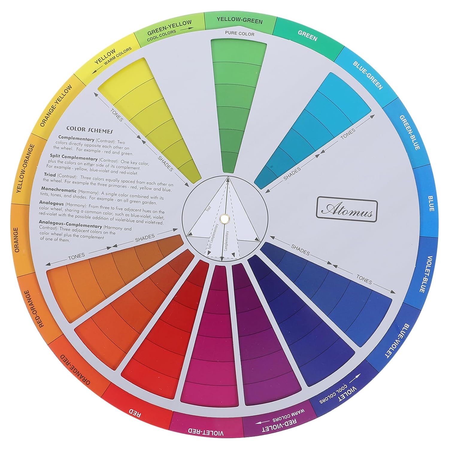Mixing Guide Wheel - Rotatable Watercolor Colour Guide Wheel Color Learning Mixed Guide Paper Card Pigment Colour 23Cm
