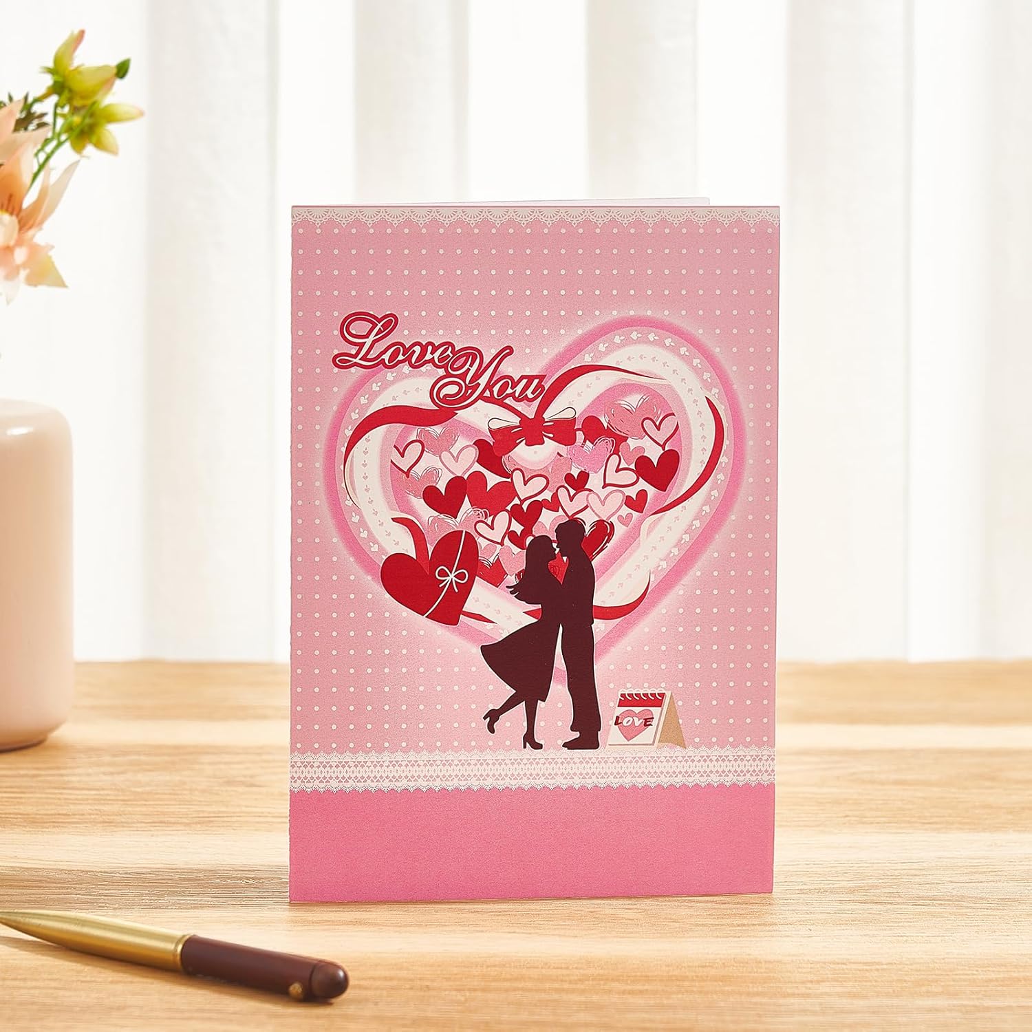 Pop Up Anniversary Card, 3D Lover Hearts Balloons Couple Wedding Card For Wife, Husband, Her, Him, Couple; Ideal Gift For Wedding, Romantic Birthday, Anniversary, Valentines, Mothers Day