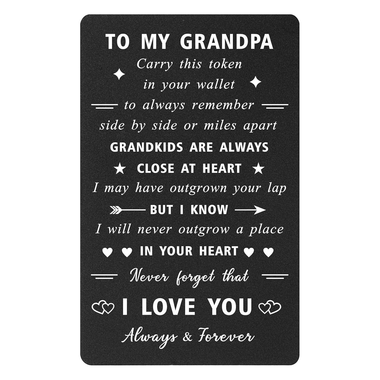 Grandpa Gifts Grandfather Christmas Card - I Love You Grandpa Birthday Card, Thank You Gifts From Grandkids, Metal Engraved Wallet Cards