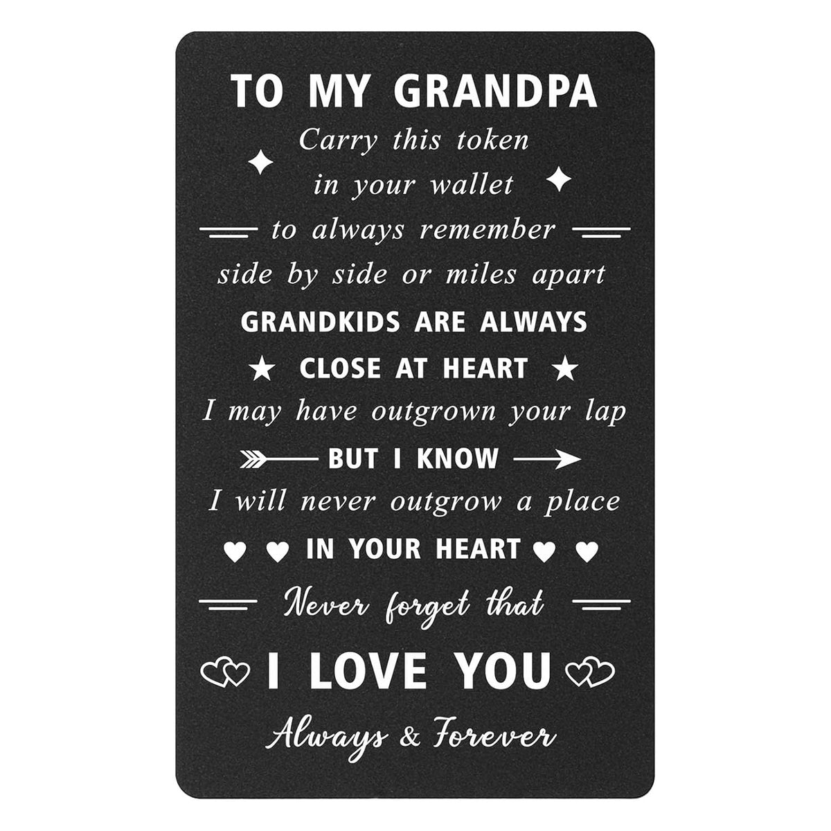 Grandpa Gifts Grandfather Christmas Card - I Love You Grandpa Birthday Card, Thank You Gifts From Grandkids, Metal Engraved Wallet Cards
