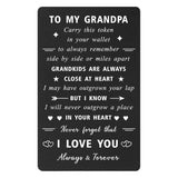 Grandpa Gifts Grandfather Christmas Card - I Love You Grandpa Birthday Card, Thank You Gifts From Grandkids, Metal Engraved Wallet Cards