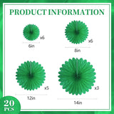 20 Pcs Green Hanging Paper Fan, Hanging Honeycomb Round Paper Fans For Weddings, Birthdays, Christmas, Baby Showers, Classroom, Events Ceiling Party Supplies Decorations