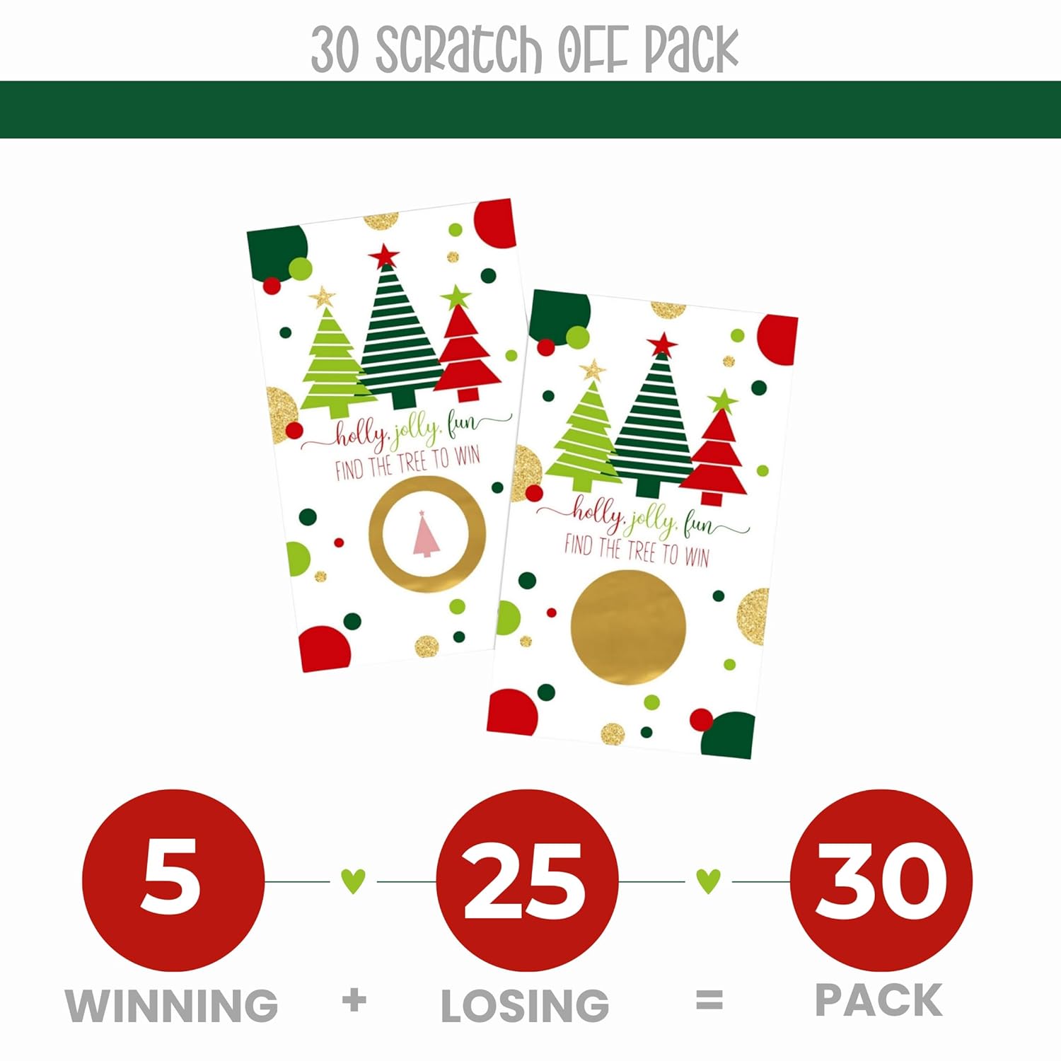 Festive Tree Scratch-Off Cards Holiday Party Games, Christmas Events, Prize Drawings