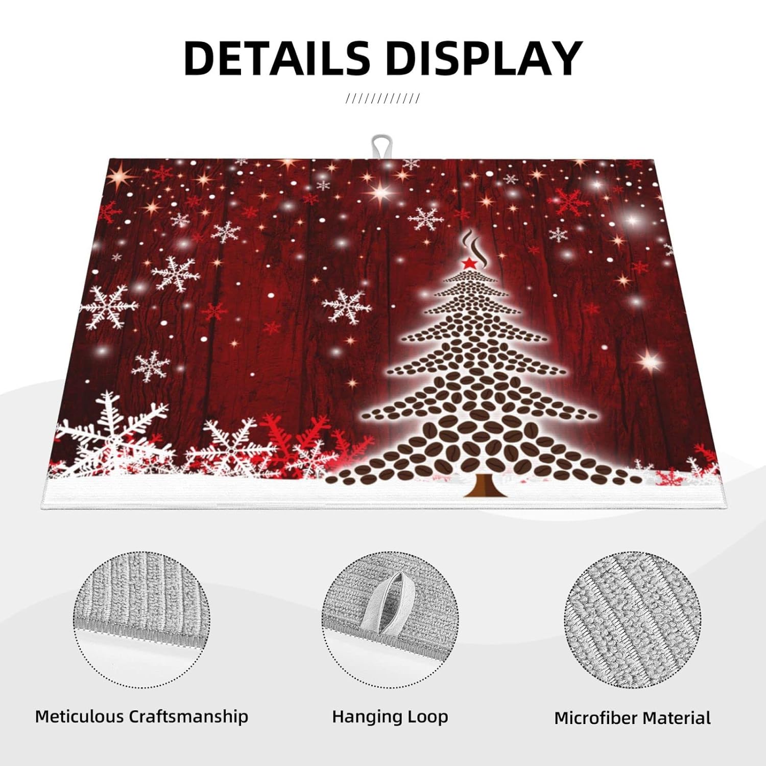 Large Dish Drying Mats For Kitchen Counter Microfiber Kitchen Drying Mat Xl Draining Pad Absorbent Quick Drying Dish Mat 18X24 Inch - Christmas Tree