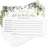 Advice And Wishes For The Mr And Mrs – Wedding Advice Cards For Bridal Shower, Games And Favors For Guests, Eucalyptus Botanical Decor, 50 Cards