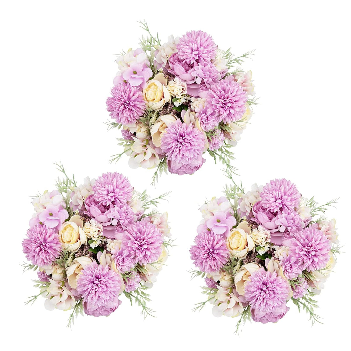 6 Pack Artificial Flowers, Fake Faux Peony Silk Hydrangea Plastic Carnations Daisy Realistic Flower Arrangements For Wedding Decoration Table Centerpieces, For Home Office Party Decor (Purple)