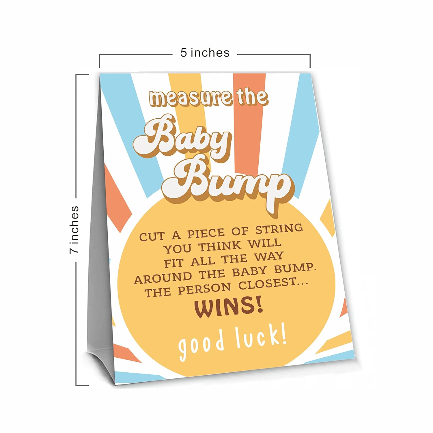 Retro Sunshine Theme Measure The Baby Bumb Babyshower Game Set? How Big Is Mommy'S Belly Babyshower Party Games(1 Sign & 50 Cards)-Dwlk-A02